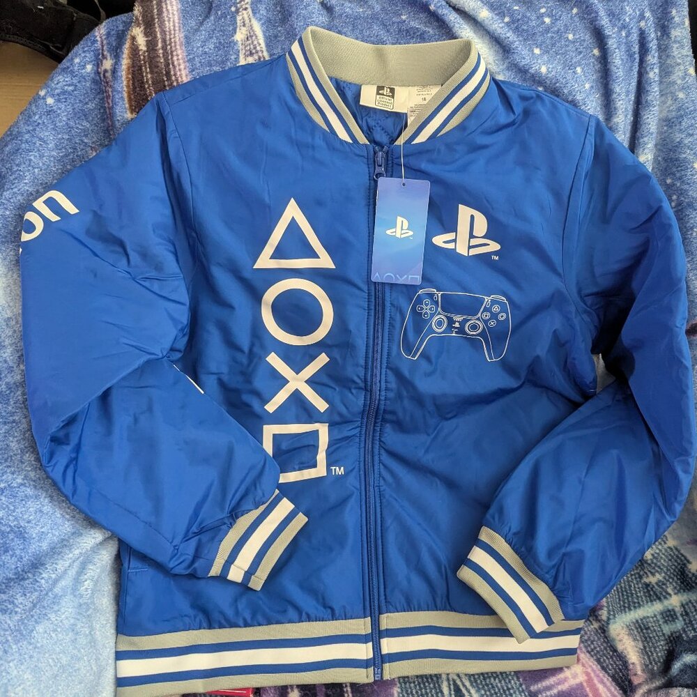 PlayStation Boys Gamer Varsity Bomber Jackets Zip-Up Sony Buttons Graphic Print